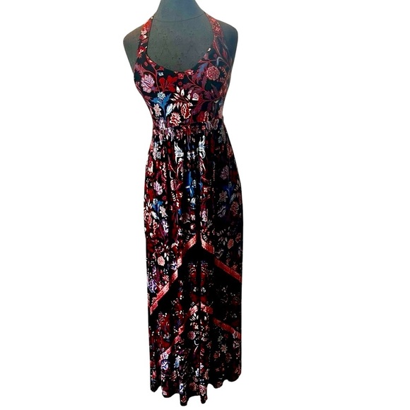 Soma Paisley Floral Maxi Dress Navy Rust Small - Picture 1 of 11